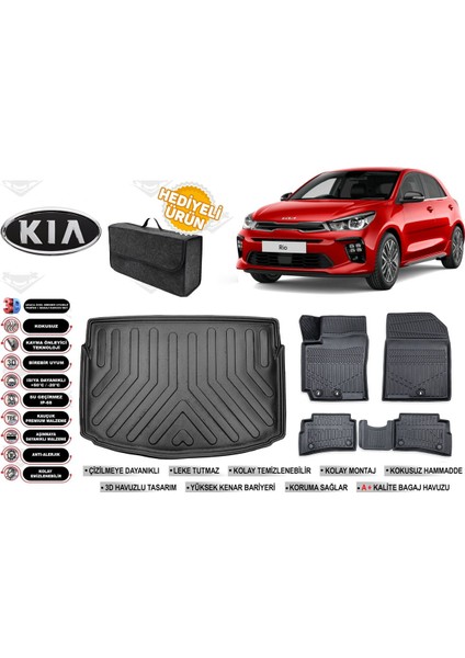 Kia Rio 2022 Model Bagaj Havuzu+4d Araca Özel Havuzlu Paspas Takımıı Rice