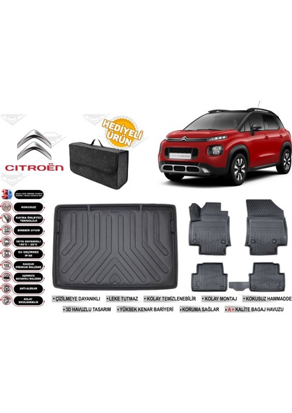Citroen C3 Aircross 2019 Model Üst Bagaj Havuzu+4d Araca Özel Havuzlu Paspas Takımıı Rice