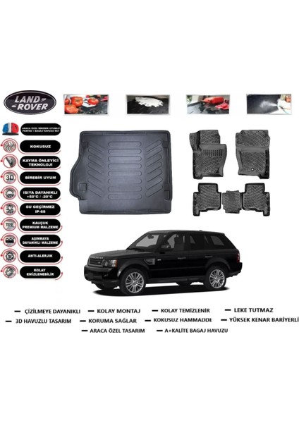Land Rover Range Rover Sport 2009 Model Bagaj Havuzu Araca Özel Paspas Takımı Flex