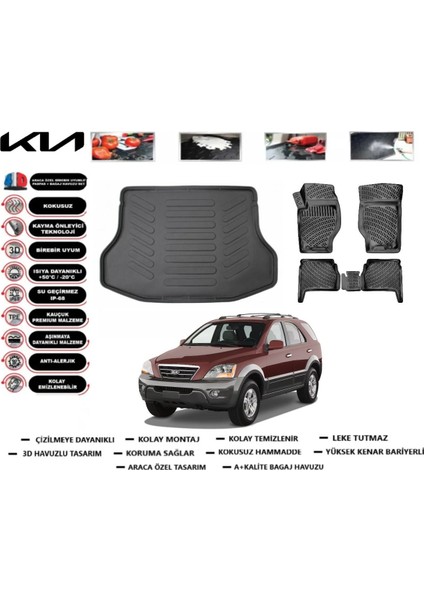 Kia Sorento 2004 Model Bagaj Havuzu Araca Özel Paspas Takımı Flex