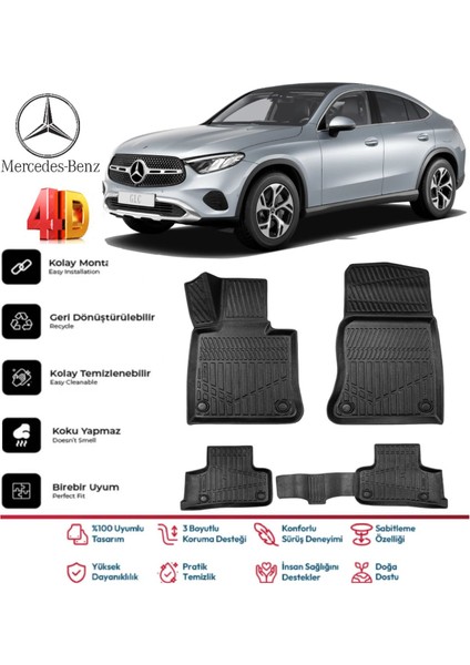 Mercedes Glc Coupe 2023 ve Sonrası 4.5d Premium Havuzlu Siyah Paspas Takımı Kokusuz