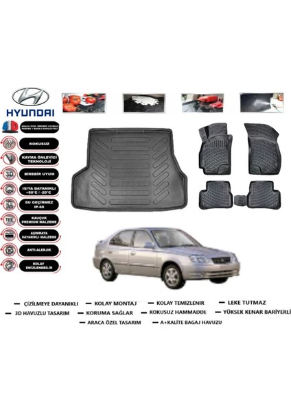 Hyundai Admira 2003 Model Bagaj Havuzu Araca Özel Paspas Takımı Flex