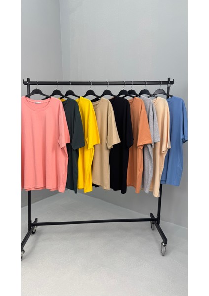 Kadın Büyük Beden Kısa Kollu Basic Oversize T-Shirt 1976-25 modelleri