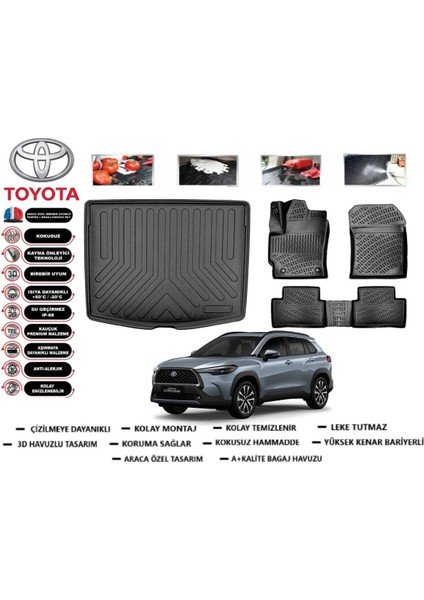 Toyota Corolla Cross 2023 Uyumlu Model Bagaj Havuzu Araca Özel Paspas Takımı Flex