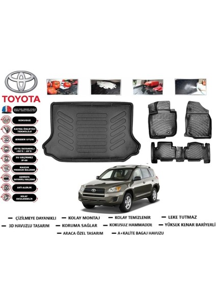 Toyota Raw 4 2012 Model Bagaj Havuzu Araca Özel Paspas Takımı Flex