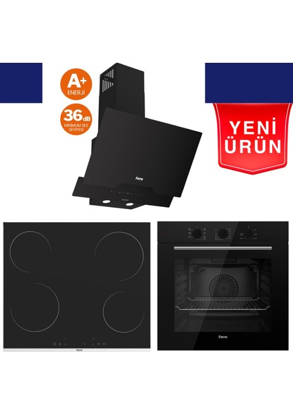 Notoria Ultra Sessiz Vitroseramik Elektrikli Ankastre Set (QBL62CS + Ms 261+ D063 -Sa )