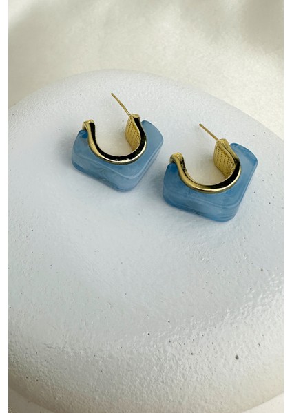 Altın Akrilik Kare Çivili Halka Küpe (3cm) fiyatları
