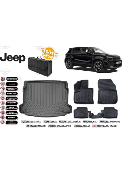 Jeep Avenger 2025 Model Üst Bagaj Havuzu+4d Araca Özel Havuzlu Paspas Takımıı Rice