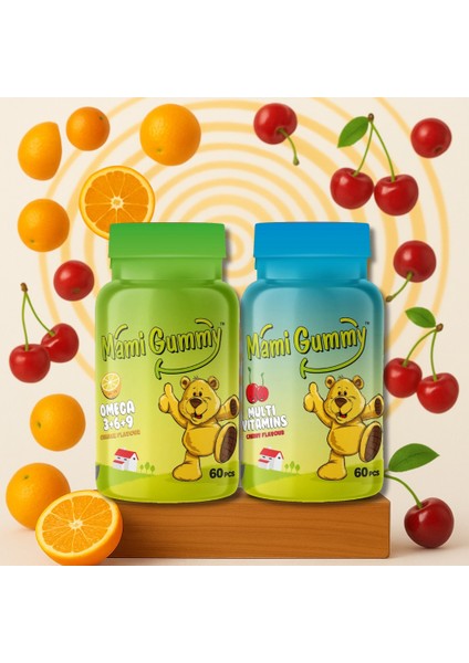 2'li Set Multivitamin (Vişne) - Omega (3-6-9) (Portakal)