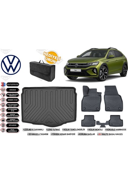Volkswagen Taigo 2025 Model Alt Bagaj Havuzu+4d Araca Özel Havuzlu Paspas Takımıı Rice
