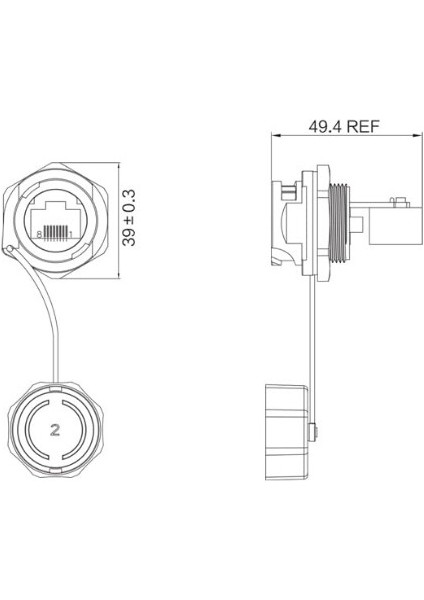 YT-RJ45-JSX-01-001 Su Geçirmez Ethernet Konnektörü - Dişi modelleri