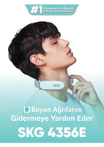 4356E Özel Isı Terapisi-Termoterapi TENS EMS Frekans Destekli Boyun Masaj Aleti, Taşınabilir