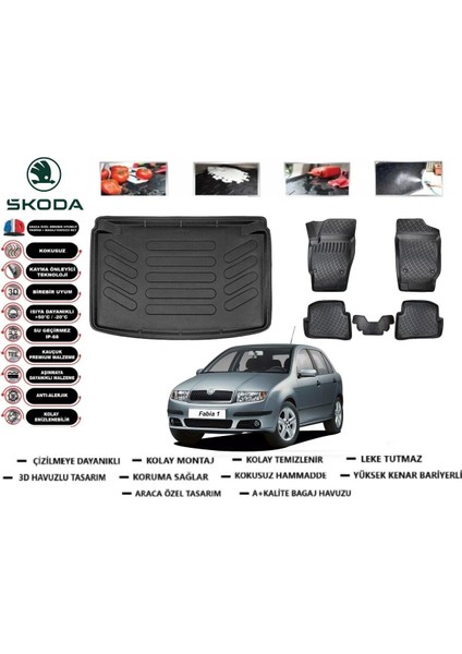Skoda Fabia Hb 2000 Model Bagaj Havuzu Araca Özel Paspas Takımı Flex