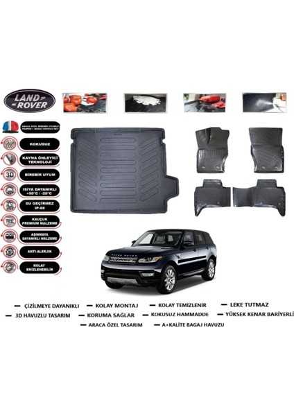 Land Rover Range Rover Sport 2018 Model Bagaj Havuzu Araca Özel Paspas Takımı Flex