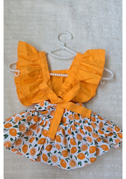 Kız Bebek Turuncu Portakal Slopet Bandana ve Keçeli Çorap 3'lü Set indirimleri