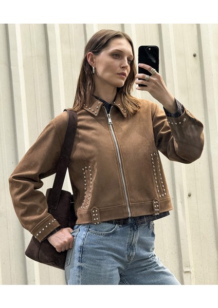 Süet Görünümlü Trok Baskılı Mont IW6250012191027