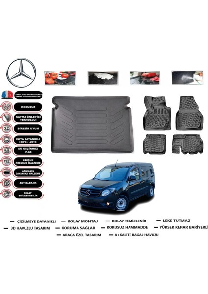 Mercedes Citan 2013 Model Bagaj Havuzu Araca Özel Paspas Takımı Kauçuk