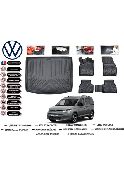 Volkswagen Caddy 2025 Model Bagaj Havuzu Araca Özel Paspas Takımı Prrox