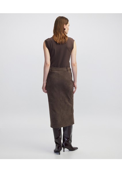 Süet Görünümlü Midi Etek IW6250004100074 fırsatları