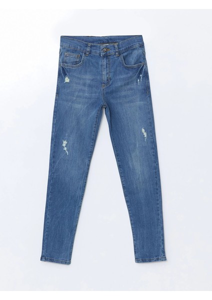 Lcw Kids Indigo Beli Ayarlanabilir Lastikli Erkek Çocuk Jean Pantolon