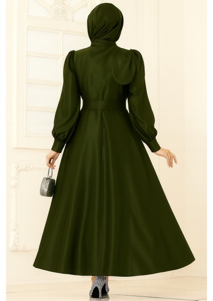 Kadın Giyim Abiye Moda Saten Fiyonklu Uzun Tesettür Abiye Elbise 2745 modelleri