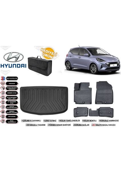 Hyundai I10 2020 Model Bagaj Havuzu+4d Araca Özel Havuzlu Paspas Takımıı Rice