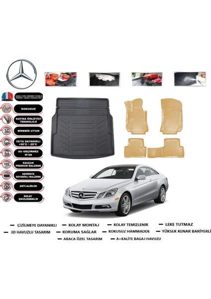 Mercedes E Serisi W212 2014 Model Rampalı Bagaj Havuzu(Paspası)+Araca Özel Bej Paspas Takımı Flex