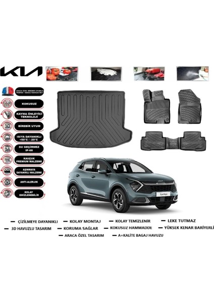 Kia Sportage Elegance Cool Paket 2025 Model Bagaj Havuzu Araca Özel Paspas Takımı Flex