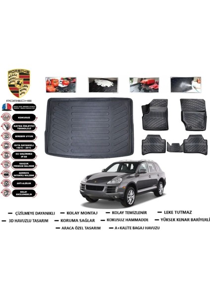 Porsche Cayenne 2008 Model Bagaj Havuzu Araca Özel Paspas Takımı Flex