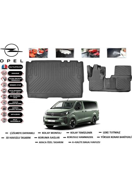 Opel Zafira Life 8+1 2025 Model Bagaj Havuzu Araca Özel Paspas Takımı Flex