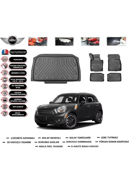 Mini Countryman 2014 Model Bagaj Havuzu Araca Özel Paspas Takımı Flex