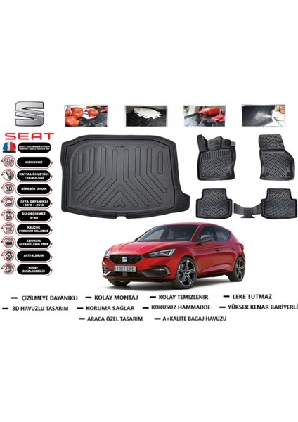 Seat Leon 2023 Model Bagaj Havuzu Araca Özel Paspas Takımı Flex
