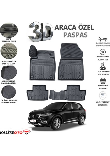 Mg Hs Benzinli 2023 Model Tam Uyumlu Kokusuz 3D Havuzlu Paspas