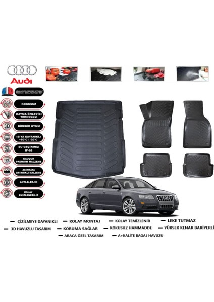 Audi A6 2007 Model Bagaj Havuzu Araca Özel Paspas Takımı Kauçuk