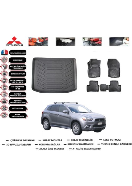 Mitsubishi Asx 2017 Model Bagaj Havuzu Araca Özel Paspas Takımı Kauçuk