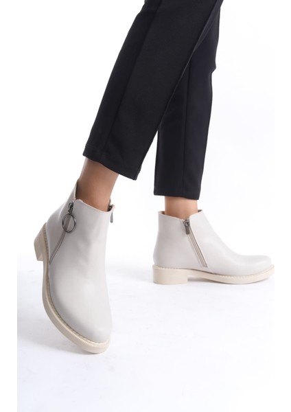 Margaret Fermuarlı Ortopedik Taban Topuklukadın Bot Ckt - Krem