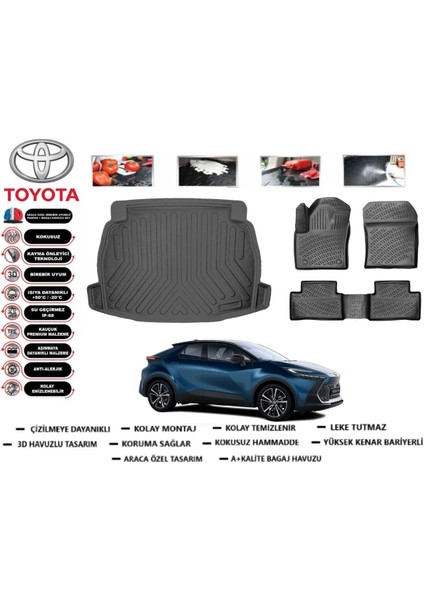 Toyota C-Hr Hibrit 2025 Model Bagaj Havuzu Araca Özel Paspas Takımı Kauçuk