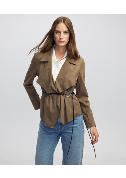 Süet Görünümlü Dökümlü Mont IW6250012193014