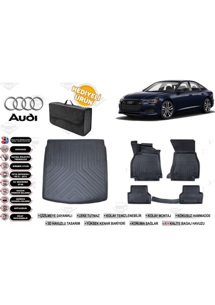 Audi A6 2022 Model Bagaj Havuzu+4d Araca Özel Havuzlu Paspas Takımıı Rice