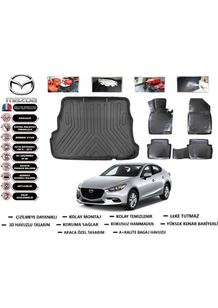 Mazda 3 2014 Model Bagaj Havuzu Araca Özel Paspas Takımı Flex