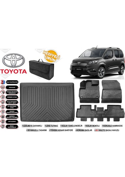 Toyota Proace City 2023 Model Bagaj Havuzu+4d Araca Özel Havuzlu Paspas Takımıı Rice