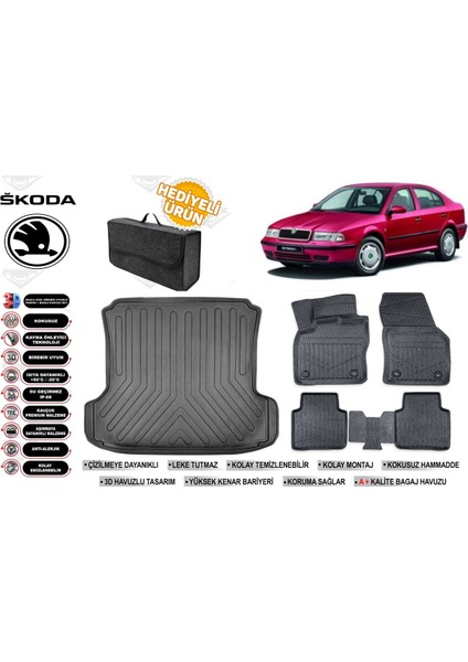 Skoda Octavia 2004 Model Bagaj Havuzu+4d Araca Özel Havuzlu Paspas Takımıı Rice