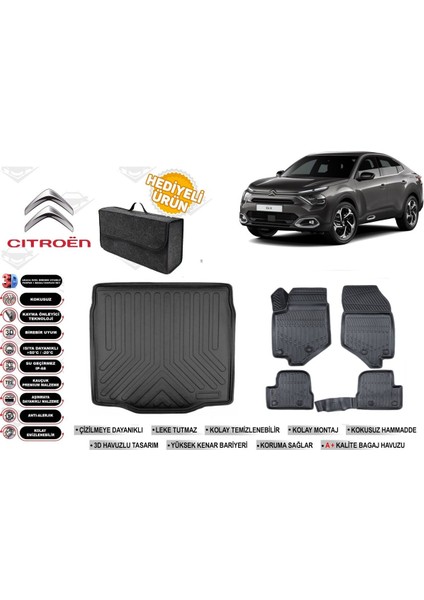 Citroen C4X 2024 Model Bagaj Havuzu+4d Araca Özel Havuzlu Paspas Takımıı Rice
