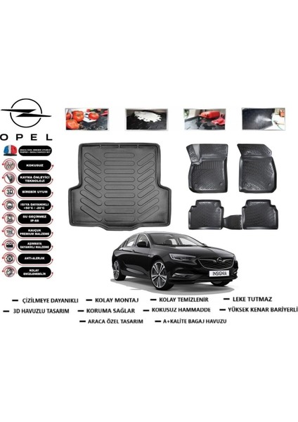 Opel Insignia Sedan 2018 Model Bagaj Havuzu Araca Özel Paspas Takımı Flex