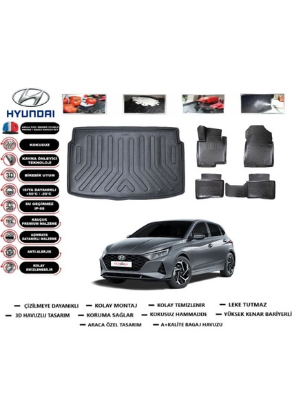 Hyundai I20 Jump Style 2025 Model Bagaj Havuzu Araca Özel Paspas Takımı Kauçuk