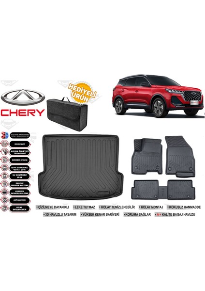 Chery Tiggo 7 Pro 2025 Model Bagaj Havuzu+4d Araca Özel Havuzlu Paspas Takımıı Rice