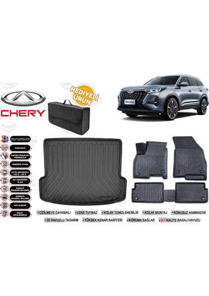 Chery Tiggo 8 Pro 2024 Model Bagaj Havuzu+4d Araca Özel Havuzlu Paspas Takımıı Rice