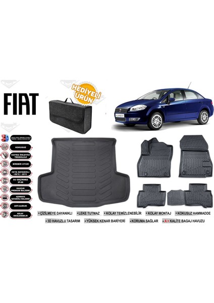Fiat Linea 2013 Model Bagaj Havuzu+4d Araca Özel Havuzlu Paspas Takımıı Rice