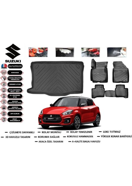 Suzuki Swift 2019 Model Bagaj Havuzu Araca Özel Paspas Takımı Prrox