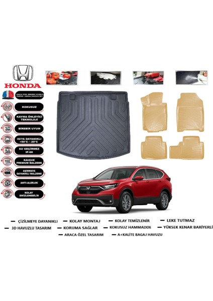 Honda Crv 2022 Model Üst Bagaj Havuzu(Paspası)+Araca Özel Bej Paspas Takımı Flex